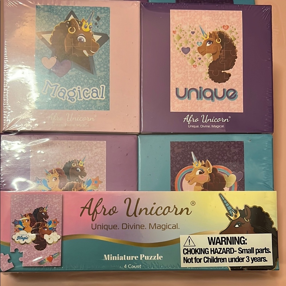 Afro Unicorn Miniature Puzzle Set